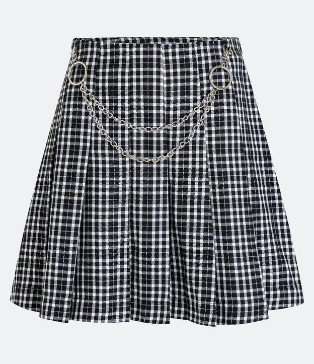 Saia Plissada em Alfaiataria Xadrez com Pregas e Corrente - 2