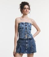 Top Jeans Corset com Decote Tomara que Caia e Lastex nas Costas - 1
