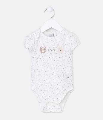 Body Infantil Poá com Estampa Amigos Bichinhos - Tam 0 a 18 meses