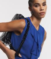 Blusa sem Manga em Chiffon com Gola Jabô - 1