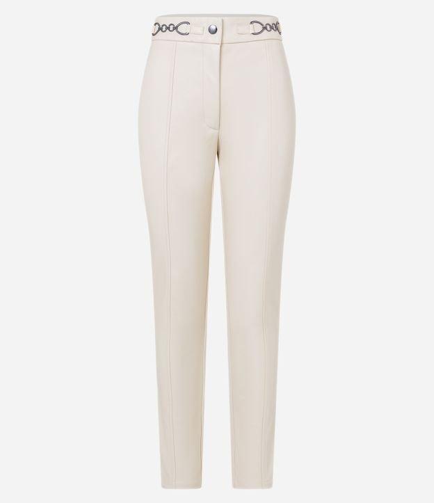 Calça Legging com Frente em Material Sintético e Detalhe Corrente no Cós - 1