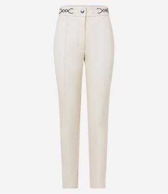 Calça Legging com Frente em Material Sintético e Detalhe Corrente no Cós