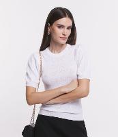 Blusa em Tricô com Manga Bufante e Textura Coração - 1
