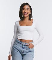 Blusa em Ribana com Decote Quadrado e Textura Canelada - 1