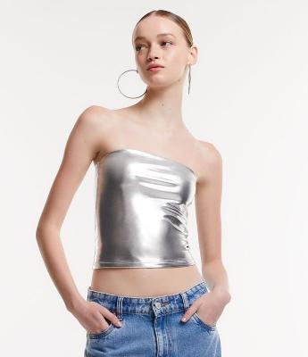 Top Faixa Metalizado Tomara que Caia