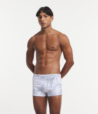 Sunga Boxer em Microfibra com Cordão e Estampa Floral