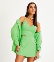 Blusa Cropped Corset em Bengaline com Decote V - 1