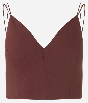 Blusa Cropped Corset em Bengaline com Decote V