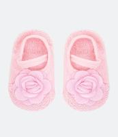 Meia Sapatilha Infantil com Flôr Aplicada e Antiderrapante - Tam 0 a 12 Meses - 1