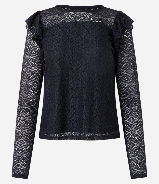 Blusa em Renda com Babado no Ombro - 1