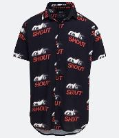 Camisa Manga Curta em Viscose com Estampa de Olhos Shout - 1