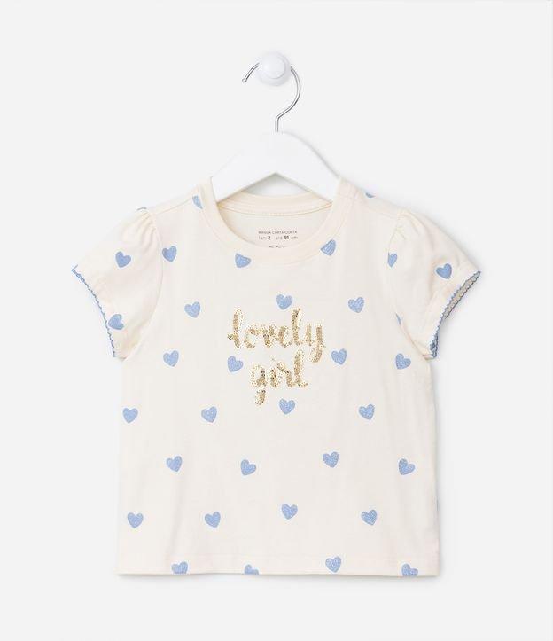 Blusa Manga Curta Infantil com Estampa de Corações - Tam 1 a 5 anos - 1