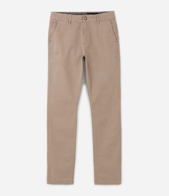 Calça Slim Básica em Sarja com Elastano