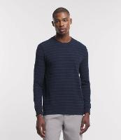 Camiseta Regular em Algodão Texturizado e Estampa de Listras - 1