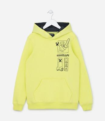 Casaco Canguru Infantil com Estampa do Minecraft - Tam 5 a 14 anos