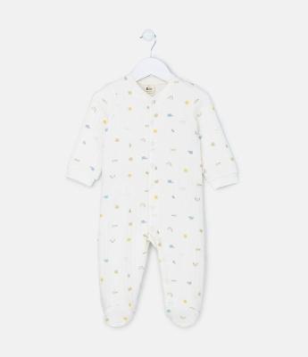 Macacão Infantil em Matelassê com Estampa Bichinhos - Tam RN a 18 meses