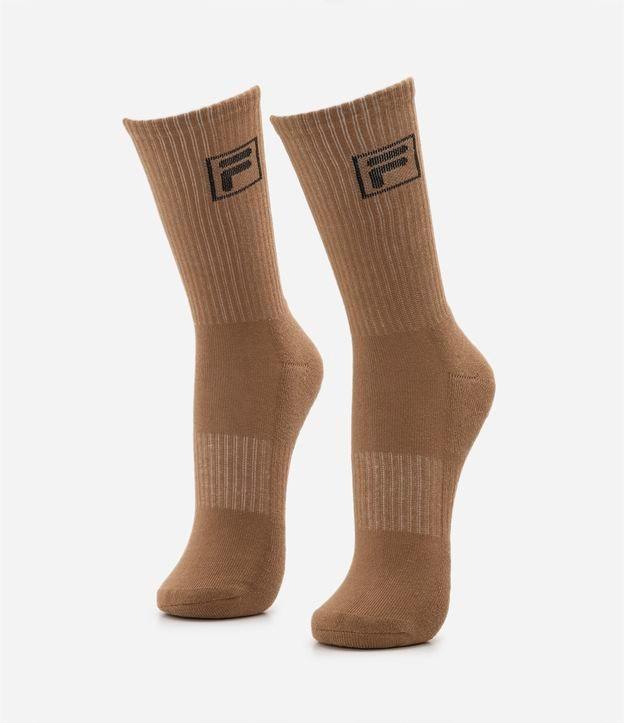 Meia Cano Alto Esportiva em Algodão com Estampa Fila - 1