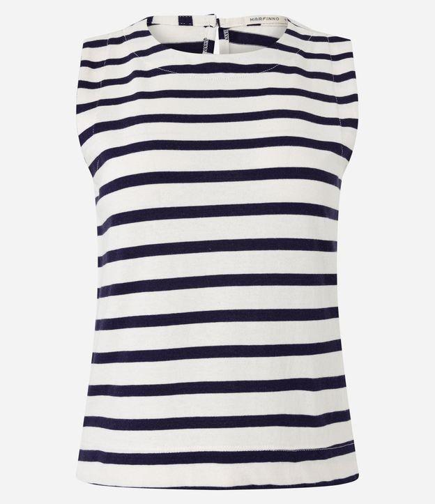 Blusa em Meia Malha sem Mangas e com Estampa de Listras - 2