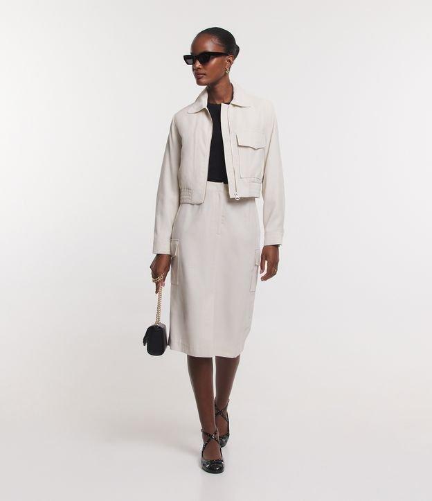 Saia Midi Alfaiatada em Viscose com Bolsos Laterais - 1