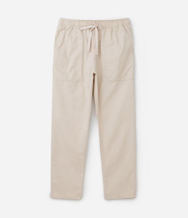 Calça Loose em Sarja com Cós Elástico e Bolso Amplo - 2