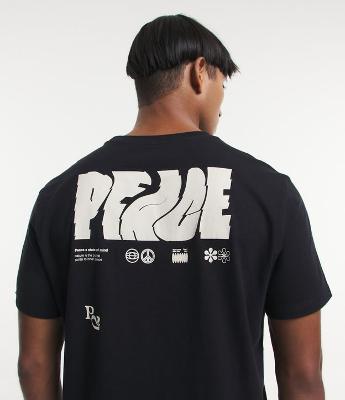 Camiseta Comfort em Meia Malha com Lettering  Peace