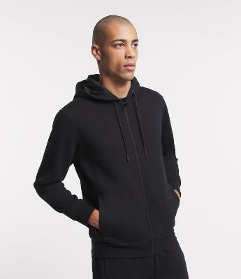 Casaco Básico em Moletom com Capuz e Zíper Frontal