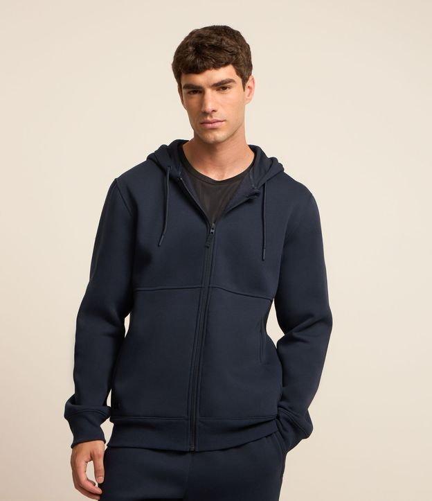 Casaco Básico em Moletom com Capuz e Zíper Frontal - 2