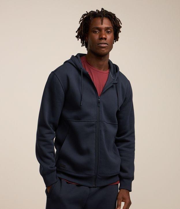 Casaco Básico em Moletom com Capuz e Zíper Frontal - 3