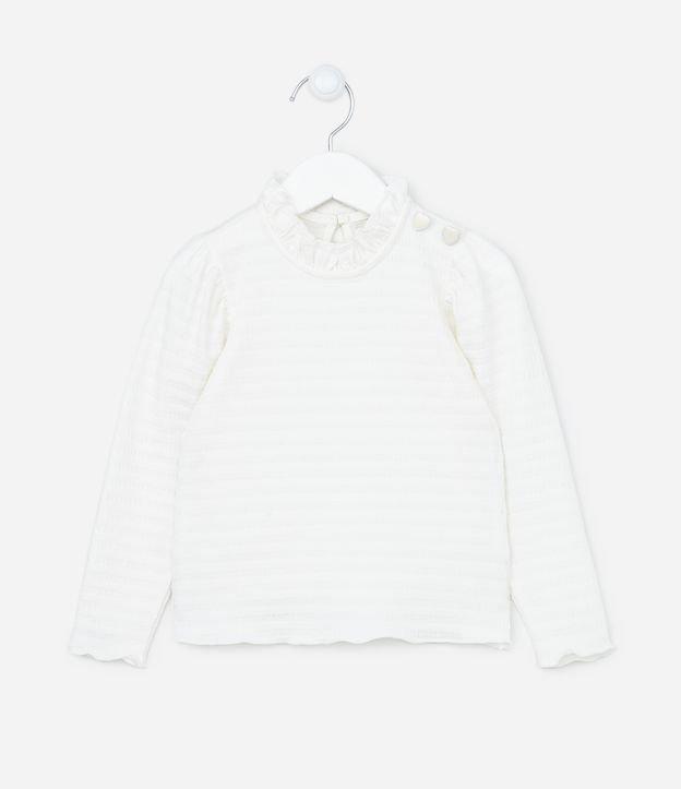 Blusa Manga Longa Infantil com Babadinho e Botões de Corações - Tam 1 a 5 anos - 1