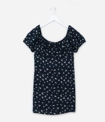 Vestido Infantil em Viscose com Estampa de Flores - Tam 5 a 14 anos