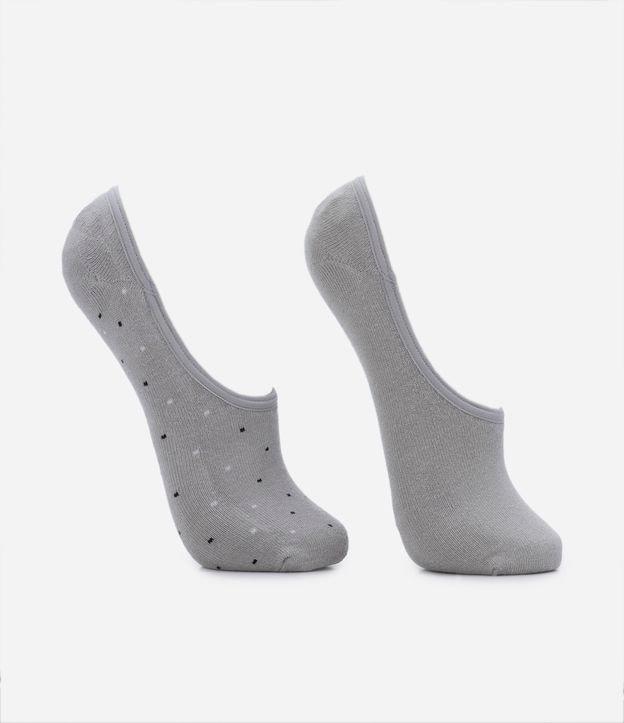 Kit 02 Pares de Meia Invisível em Algodão com Estampa Poá e Silicone - 1