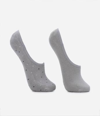 Kit 02 Pares de Meia Invisível em Algodão com Estampa Poá e Silicone