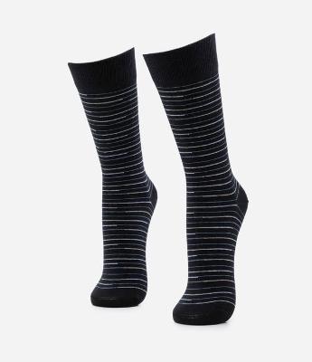 Meia Cano Alto em Algodão Estampa Listras