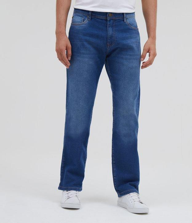 Calça Reta Básica Jeans com Elastano - 1