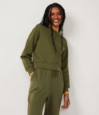 Blusão Cropped Básico em Moletom com Gola Redonda