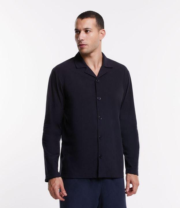 Camisa de Pijama em Fleece com Abotoamento Frontal - 1