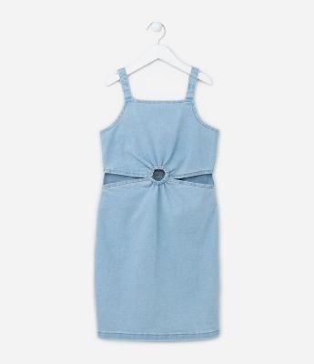 Vestido Infantil com Recortes Laterais e Lastex nas Costas - Tam 5 a 14 anos