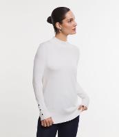 Suéter em Tricô com Gola Alta Texturizada com Botões no Punho - 1