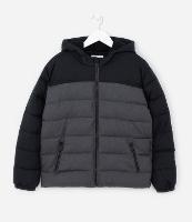 Jaqueta Puffer com Bloco de Cor e Gola com Capuz - Tam 5 a 14 anos - 1
