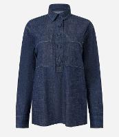 Camisa Alongada Jeans com Botões e Bolsos Frontais - 2