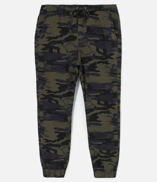 Calça Jogger em Sarja com Estampa Camuflada - 1