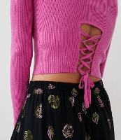 Blusinha em Tricô Canelado com Amarração e Manga Longa - 2