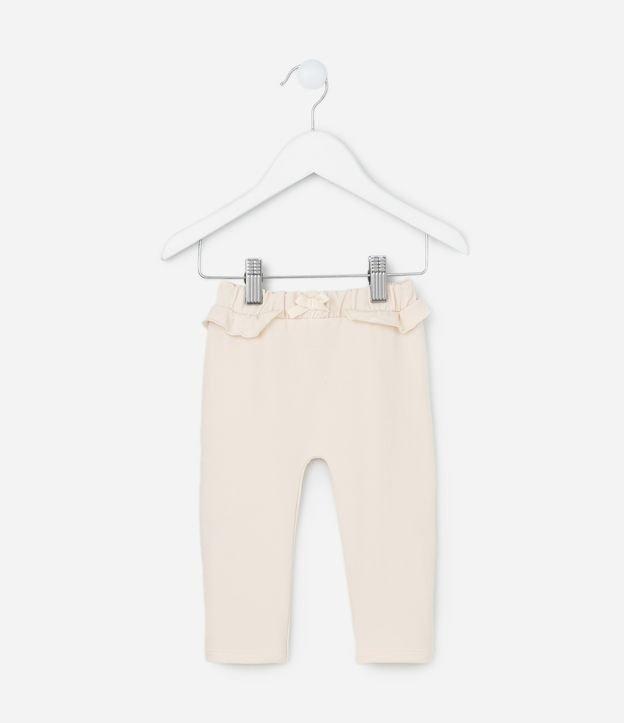 Calça Infantil em Moletom com Babadinho no Cós e Laço - Tam 0 a 18 meses - 1