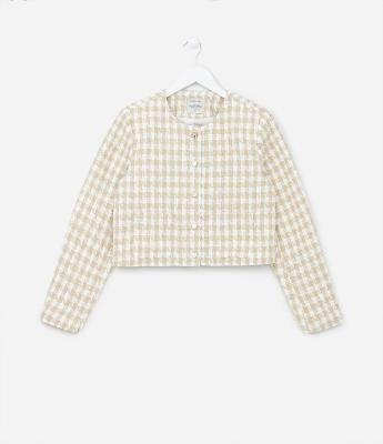 Jaqueta Infantil em Tweed com Botões Diferenciados - Tam 5 a 14 Anos