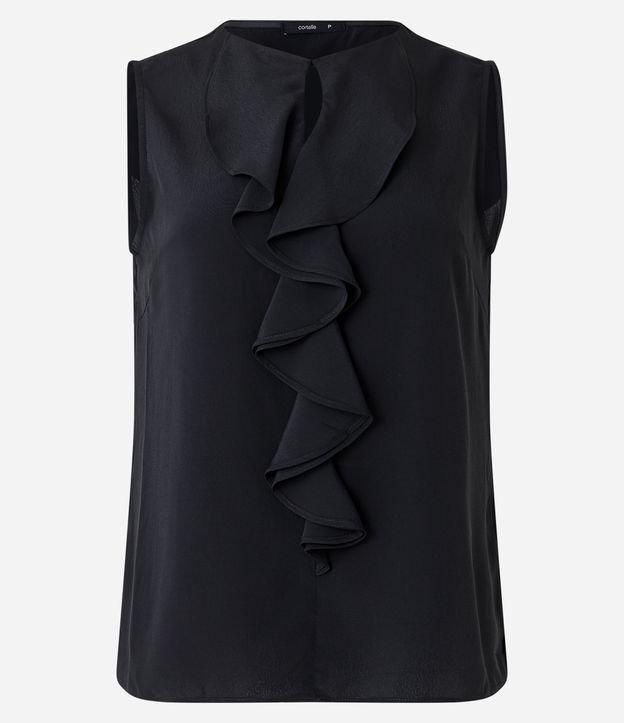 Blusa Sem Manga em Chiffon com Babado Jabô na Gola - 2