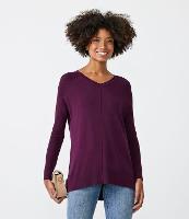 Blusa em Tricô com Decote V e Barra Mullet - 1