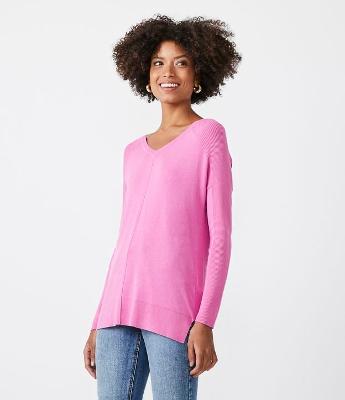 Blusa em Tricô com Decote V e Barra Mullet