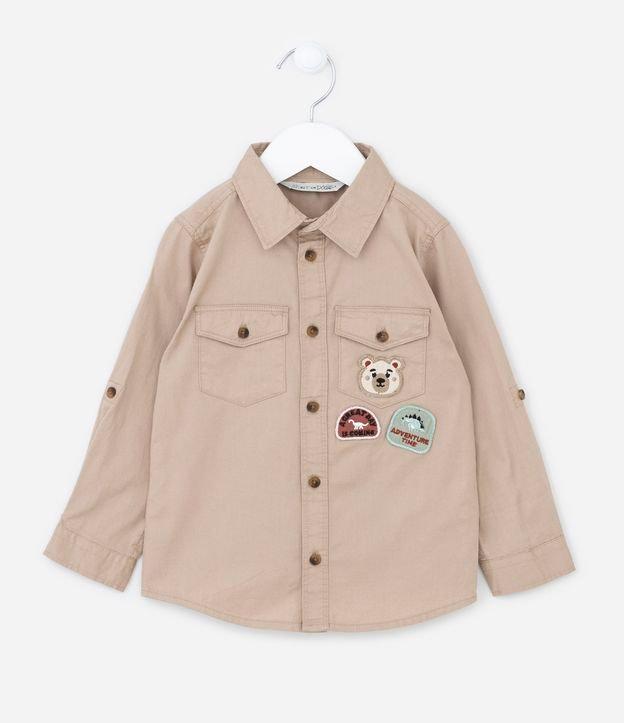 Camisa Infantil Manga Longa em Sarja com Patchs - Tam 1 a 5 anos - 1