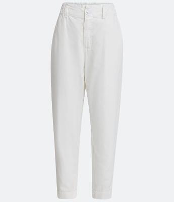 Calça Baggy em Sarja com Cós Largo e Botão