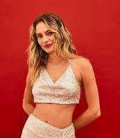 Blusa Cropped Sem Manga em Paetê com Amarração - 1